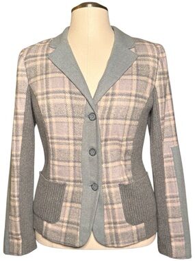 Sundance Mixed Media Plaid Merino Wool Blend Fall Blazer